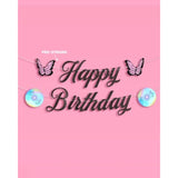 Y2K Birthday Banner - 4.5' | Early 2000S Birthday, Decorations, Butterfly Party, Black, Glitter, Retro, 90S, Cd Decor
