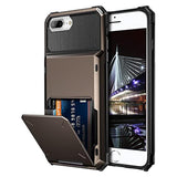 Case For Iphone 8 Plus Case Wallet Card Holder Id Slot Scratch Resistant Dual Layer Protective Bumper Rugged Tpu Rubber Armor Hard Shell Cover For Iphone 6 Plus 6S Plus 7 Plus Gun Color