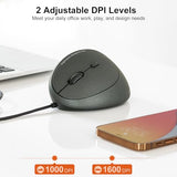 Wired Left Handed Ergonomic Mouse, Optical Vertical Mice For Small Hands, Reduce Wrist Strain,1000/1600/2400/3200 Dpi, 6 Buttons, Compatible With Laptop, Desktop, Windows, Mac, Black