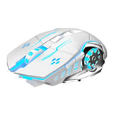 AULA SC100 Silent White Wireless Mouse Rechargeable, RGB LED Backlit, DPI Adjustable, 2.4G Wireless Optical Computer Gaming Mice with USB Receiver, Punk Cool Mouse for Office/Games