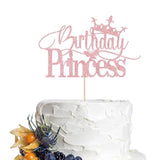 Glitter Pink Birthday Princess Cake Topper Crown Decor for Girl/Adult Parties