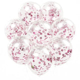 Afterloon Biodegradable Balloons 24 Pcs Clear 12" With Shiny Pink Circle Confetti, Thickened Extra Strong Latex Helium Float, Baby Shower Gender Reveal Garland Arch Wedding Birthday Party Decorations