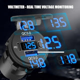 12 Volt Usb Outlet Dual Quick Charge 3.0 Port And Pd3.0 Usb C Car Battery Chargers Socket, Waterproof 12V Power Outlet Cigarette Lighter Replacement Diy Kit With Voltmeter And Switch For Boat