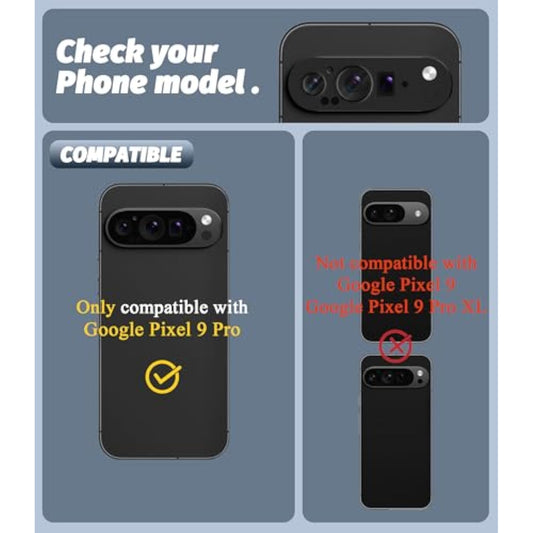 (2 Pack) Camera Lens Protector Compatible For Google Pixel 9 Pro (Not For Xl/Fold Model) Protector De Cámera Premium Metal And Glass Precise Camera Cutouts High Definition Anti-Scratch (Black)