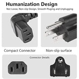 3.93 Ft 18Awg Nema 5-15P To Up Angle Iec 320 C13 Computer Power Cord,10A/250V, 3 Prong Wire Usa Standard Ac Power Supply Cord For Pc Tv Monitor Printer