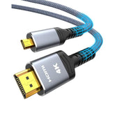 4K Micro Hdmi To Hdmi Cable 10Ft, Micro Male To Hdmi Male Cable Nylon Braided