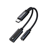 USB Type C to 3.5mm Headphone and Charger Adapter, 2-in-1 USB C to Aux Audio Jack Hi-Res DAC and Fast Charging Dongle Cable Compatible with iPhone