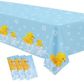 Rubber Duck Party Decorations Tablecloth - Disposable Duck Party Supplies Table Cover, Bubble Bath Rubber Duck Theme Table Cloth For Birthday Baby Shower - 3 Pack (54In X 108In)