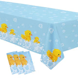 Rubber Duck Party Decorations Tablecloth - Disposable Duck Party Supplies Table Cover, Bubble Bath Rubber Duck Theme Table Cloth For Birthday Baby Shower - 3 Pack (54In X 108In)