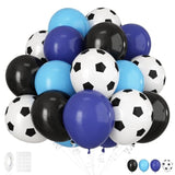 30Pcs Soccer Balloon Blue Black,Soccer Print Balloon Set,Football Birthday Decorations 12 Inch For Boys Kids Football Sport Theme Party Decorations