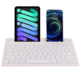 Wireless Bluetooth Keyboard With Tablet/Phone Integrated Holder, Ultra-Slim Portable Multi-Device Rechargeable Keyboard Switch To 2 Devices, For Tablet Smartphone Laptop Android Ios Windowswhite