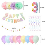 40" Rainbow Gradient Number 3 Balloon & Happy Birthday Banner 3rd Party Decor