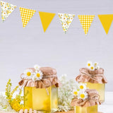 44Ft Daisy Party Decoration Yellow Buffalo Plaid Floral Daisy Banner Bunting Hanging Paper Triangle Garland For Spring Birthday Wedding Bridal Shower Engagement Bachelorette Baby Shower Party Supplies