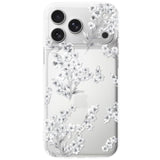 Cute Silver Flower Phone Case for iPhone 17 Pro Max, Soft Clear TPU Slim Shockproof Cases Cover for Women and Girls