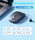 Ai Wireless Mouse With Voice & Audio Recorder Wireless Bluetooth Mouse For Macbook/Pc/Laptop,Silent Design,2.4Ghz Usb-C Rechargeable, Ai Writing/Summarize/Translate Office & Study
