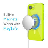 For Iphone 16E Case Clear Compatible With Magsafe Silicone, Bright Transparent Thin Magnetic Mag Safe Case Cute, Girly Trendy Slim Hard Camera Cover Protection, Fluorescent Neon Green Lime