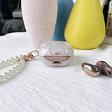 Compatible With Samsung Galaxy Buds 2 Pro/Pro 2 Case With Pearl Keychain Cute Shockproof Protective Cover White