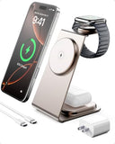 3 in 1 Wireless Charging Station for Magsafe, Magnetic Charger for iPhone 16 15 14 13 12 Pro Max, Wireless Charger for Apple Watch 10 Ultra SE 9 8 7