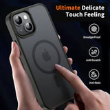 Hualele Magnetic For Iphone 13 Mini Case & Iphone 12 Mini Case,Compatible With Magsafe, Military Grade Dropproof Translucent Matte Hard Back Soft Edge Slim Phone Case Iphone 13/12 Mini,Black