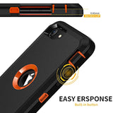 For Iphone Se 2020 Case,Built-In Screen Protector,Shockproof 3-Layer Full Body Protection Rugged Heavy Duty High Impact Hard Cover Case For Iphone Se 2Nd Gen 4.7-Inch,Black/Orange