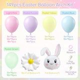 Easter Balloon Arch Garland Kit With Pastel Yellow Purple Green Blue Pink Rabbit Flower Balloons For Baby Shower Birthday Party Decorations