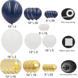 Navy Blue Balloon Arch Garland Kit-134Pcs, 4 Size Navy Blue White Chro