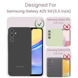 For Samsung Galaxy A25 5G Case+Tempered Glass Screen Protector,Military Grade Protective Slim Soft Tpu & Hard Pc,Girls Women Crystal Clear Flower Pattern Case Cover For A25 5G-Purple