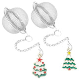 Stainless Steel Mesh Tea Infuser, 2.1 In. Tea Ball With Christmas Tree Pendant, 2Pc Set