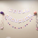 Birthday Decorations Set With Happy Birthday Banner, Butterfly Party Decorations Honeycomb Balls Swirls And Circle Dots Garland