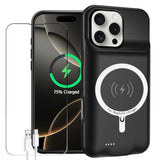 Battery Case For Iphone 16 Pro Max, Enhanced 12000Mah Portable Protective Wireless Charging Case Support Carplay Compatible With Iphone 16 Pro Max (6.9 Inch) Rechargeable Battery Charger Case (Black)
