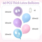 60Pcs Pink Purple Blue Balloons for  Birthday & Baby Shower Decoration