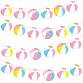 4 Pcs Pink Beach Ball Banners Summer Pool Hawaiian Party Decorations