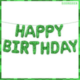 Green Pixel Miner Happy Birthday Foil Balloons for Kids' Party Decorations