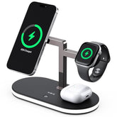 4 In 1 Wireless Charging Station For Apple Magsafe Charger,Fast Charging Magnetic Wireless Charger Stand With Night Light For Iphone 16 15 14 13 12 Series,Apple Watch,Airpods Pro 2 3 4 (Black)