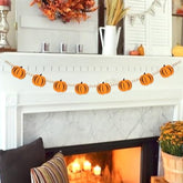 Fall Thanksgiving Decor Decorations For Home Room, Felt Fall Garland Pumpkin Decor For Indoor Bedroom Mantle Wall Fireplace, Fall Banner With Beads For Thanksgiving Party Supplies, Orange
