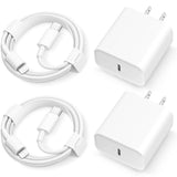 2-Pack 20W USB-C Super Fast Charger with 6ft Cable for iPhone & iPad