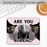 Are You Working Black Cat Mouse Pad, Cute Work Place Mousepad, Funny Black Cat Home Office Mousepad Gifts, Sarcastic Travel Mousepad Birthday Gifts For Coworker Employee Friends Boss