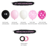 60-Pack 12" Black & Pink Thick Latex Polka Dot Balloons