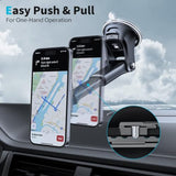 Magnetic Phone Mount, Dashboard Windshield Suction Cup Car Phone Holder Phone Mount with 6 Strong Magnets, Adjustable Telescopic Arm, Compatible with