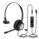 Usb Headset With Microphone, Noise Cancelling Pc Headphone With Volume Control, Usb/3.5Mm Headset For Computer, Cell Phone, Call Center, Office, Ms Teams, Zoom, Webex, Conference Meeting