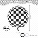 6 Pcs Checkered Balloons: 22 Inch Black & White Foil for Race Car Party