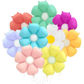 Cute Matte Daisy Flower Balloon Rainbow Garland Groovy Boho Daisy Party Supplies, 9 Pack Colorful Daisy Balloons Big Retro 60S Hippie Fairy Daisy Decoration For Kids Girls Birthday Wedding Baby Shower