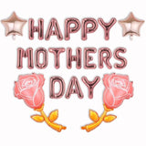 Rose Gold Mothers Day Balloons Foil Happy Mother'S Day Balloons Banner Letter Star Pink Rose Balloon For Mother'S Day Party Decoration Mama Birthday Supplies Mom Arch Kits Party Balloon Sets-19 Pcs