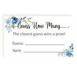 Guess How Many Game Cards, Baby Shower Bridal Shower Game Cards (Blue Rose) (3.5" X 2" 50 Pieces)
