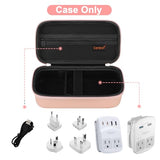 Travel Carrying Case For Ceptics Universal Travel Adapter Kit, World Travel Adapter Kit Storage Organizer, Zipper Mesh Bag Fit Usb Cable, Rose Gold (Case Only)