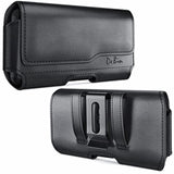 Holster For Large Iphone Plus, Pro Max Models 16 15 14 13 12 11 Xs Max β Leather Cell Phone Belt Holder Case With Clip, Carrying Pouch Cover Fits Phone With Case On, Black