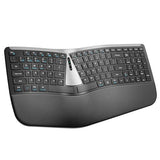 Rt07B Wireless Ergonomic Split Keyboard, Wrist Rest, Natural Typing, Bluetooth And Usb Connectivity, Usb-C Rechargeable,Compatible With Windows Mac (Silver Black)