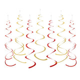 Gold Red Foil Swirl Hanging Decorations Pack of 20 Party Event Supplies