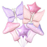 Butterfly Mushroom Balloons Decorations-Fairy Party Decorations, 8Pcs Pink Purple Mushroom Butterfly Star Foil Balloons For Girls Baby Shower Spring Fairy Birthday Party Decorations