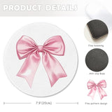Coquette Bow Mouse Pad, Coquette Pink Bow Ribbon Mousepad Mouse Mat With Non-Slip Rubber Base For Home Office Desk Accessories, Aesthetic Office Supplies For Women Girls, 7.9X7.9 Inch